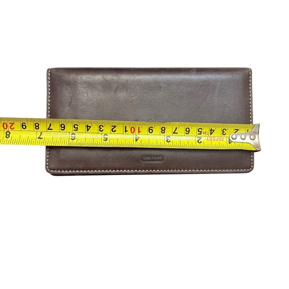 Coach vintage brown leather slim checkbook wallet - Picture 4 of 6